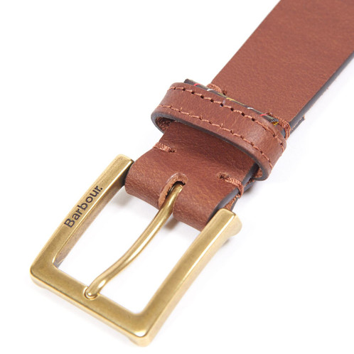 Dark Tan Barbour Pull Up Leather Belt Buckle