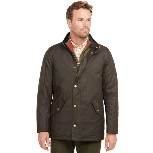 Olive Barbour Mens Prestbury Wax Jacket Model