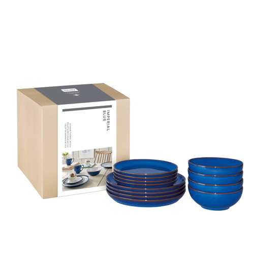 Denby Imperial Blue 12 Piece Coupe Tableware Set