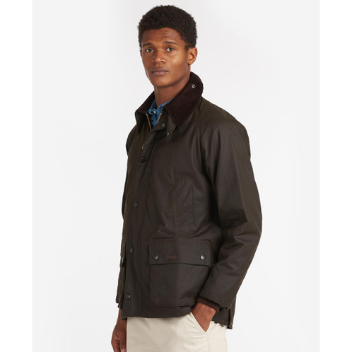 Olive Barbour Mens Classic Bedale Wax Jacket On Model
