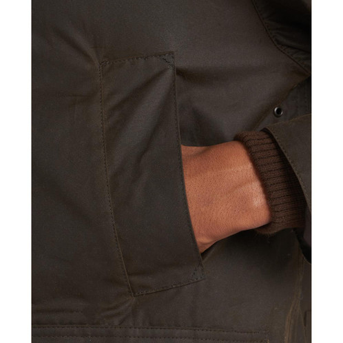 Olive Barbour Mens Classic Bedale Wax Jacket Pocket Detail