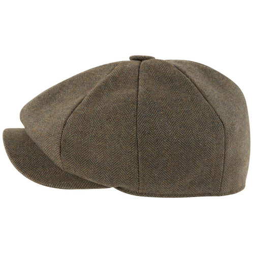 Loden Green Herringbone Tweed Schoffel Mens Newsboy Cap