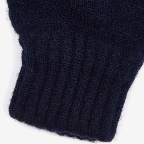 Navy Barbour Mens Lambswool Gloves Cuffs