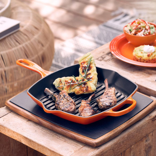 Le Creuset 26cm Cast Iron Square Grillit Volcanic
