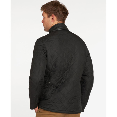 Black Barbour Mens Powell Quilted Jacket Lifestyle Rear