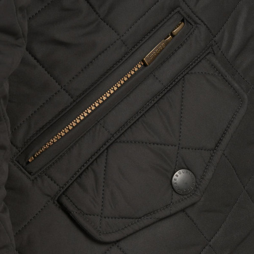 Black Barbour Mens Powell Quilted Jacket Detail