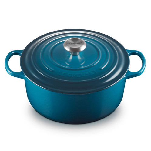 Le Creuset 26cm Cast Iron Round Casserole Dish Deep Teal