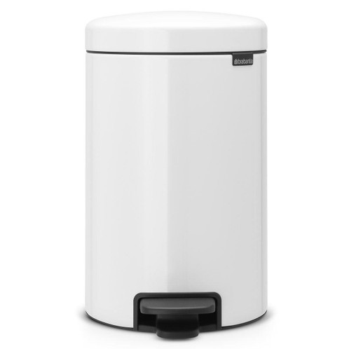 White Brabantia newIcon Pedal Bin 12 Litre Plastic Bucket