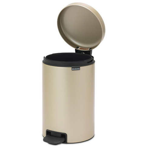 Metalic Gold Brabantia newIcon Pedal Bin 12 Litre Plastic Bucket Open