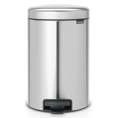 Matt Steel Fingerprint Proof Brabantia newIcon Pedal Bin 12 Litre Plastic Bucket