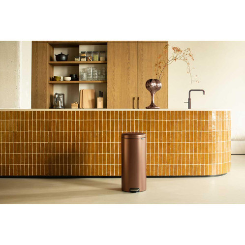 Warm Bronze Brabantia newIcon Pedal Bin 30 Litre Plastic Bucket