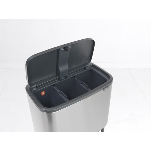 Matt Steel Fingerprint Proof Brabantia Bo Touch Bin 3x11 Litre