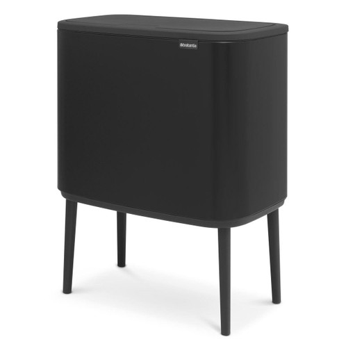 Matt Black Brabantia Bo Touch Bin 3x11 Litre
