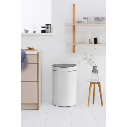 White Brabantia Touch Bin 40 Litre