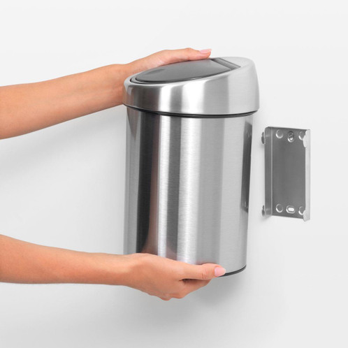 Matt Steel Brabantia Touch Bin 3 Litre Wall Attachment