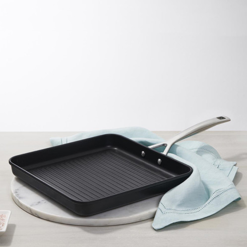 Le Creuset Toughened Non-Stick 28cm Ribbed Square Grill Lifestyle