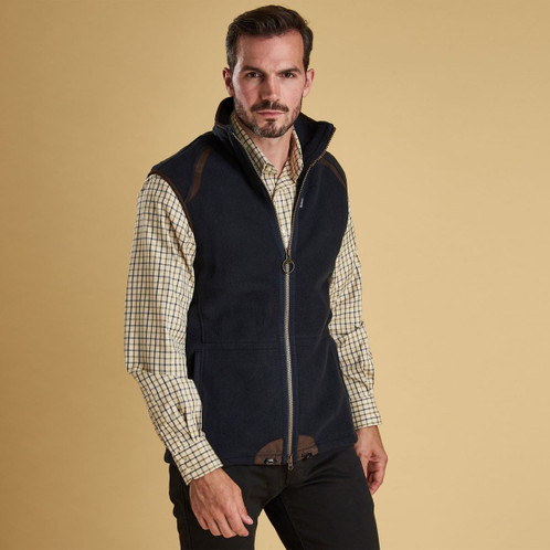 Navy Barbour Mens Langdale Gilet On Model