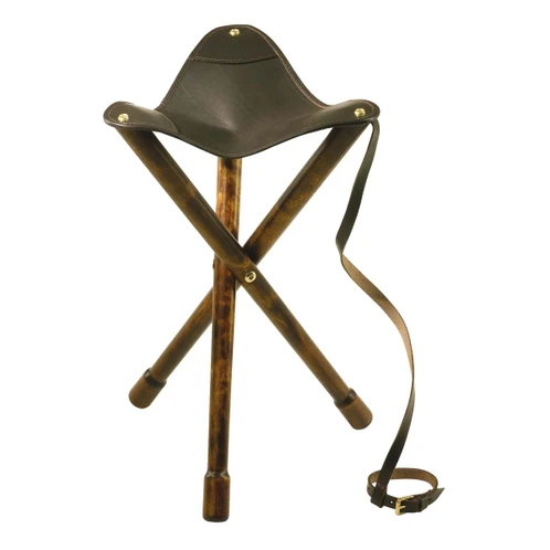 Bisley Tripod Folding Stool With Leather Seat