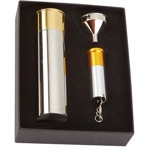 Stainless Steel Bisley Cartridge Flask & Torch Gift Set