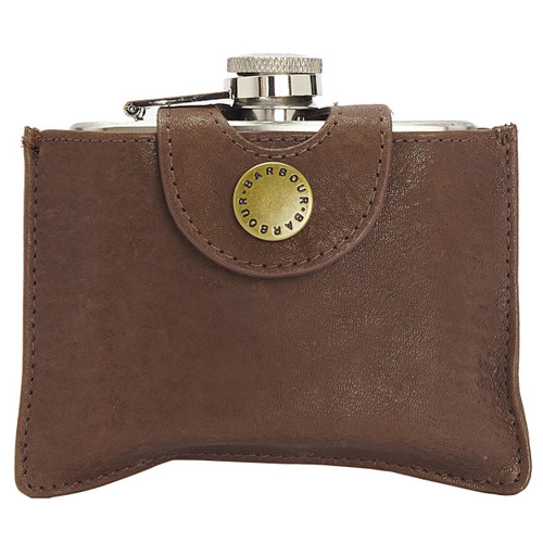 Brown Barbour 4oz Hinged Hip Flask