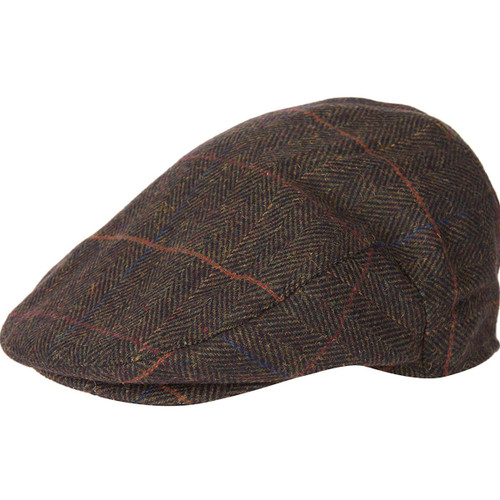 Olive Herringbone Barbour Mens Wilkin Flat Cap