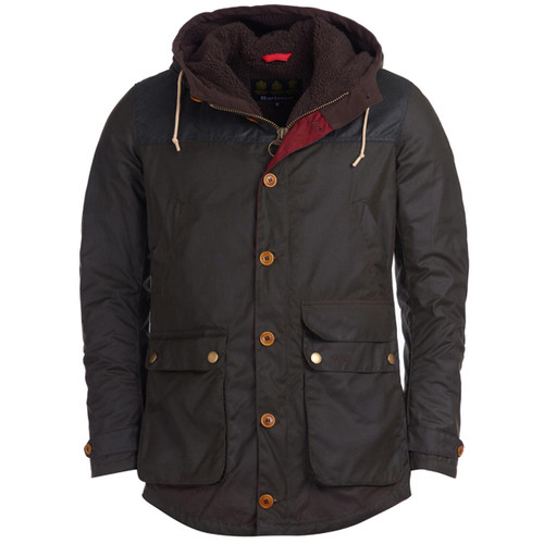 Olive Barbour Mens Game Parka Wax Jacket