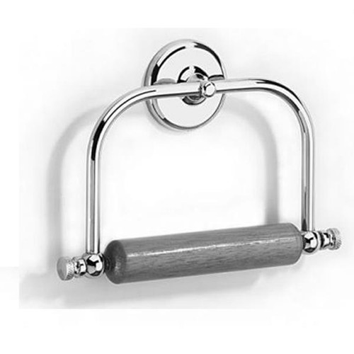 Chrome Plated Samuel Heath Novis Toilet Roll Holder With Wooden Roller N1020