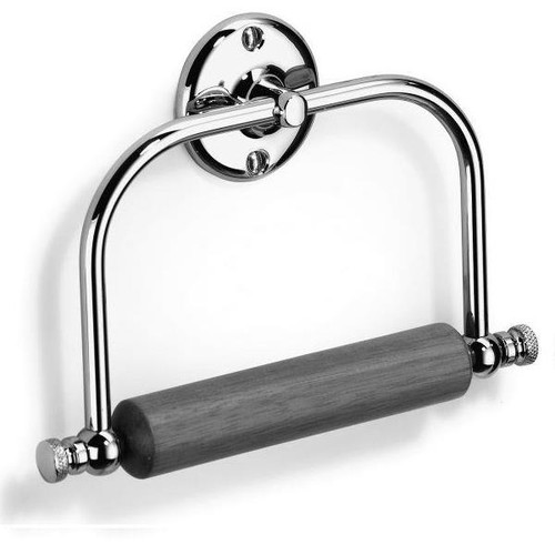 Chrome Plated Samuel Heath Curzon Toilet Roll Holder With Wooden Roller N20
