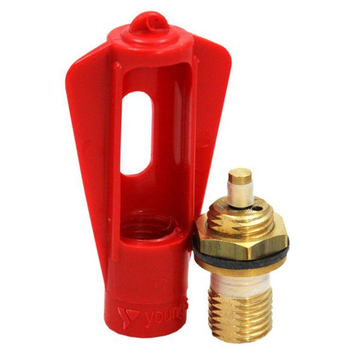 Youngs Brass Value/Stainless Steel Pin C/W Red Plastic Bulb Holder Youngs Brass Value/Stainless Steel Pin C/W Red Plastic Bulb Holder