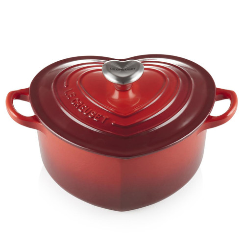 Le Creuset Cast Iron Heart Casserole With Stainless Steel Knob Cerise