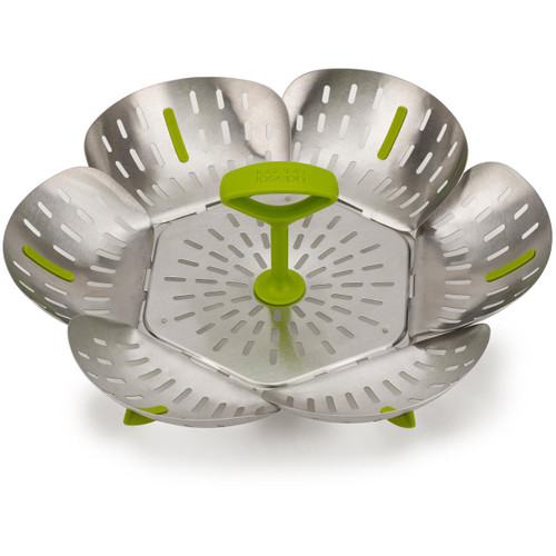 Green Joseph Joseph Steel Bloom Folding Steamer Basket