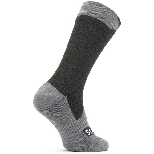 Black Grey Sealskinz Waterproof All Weather Mid Length Socks