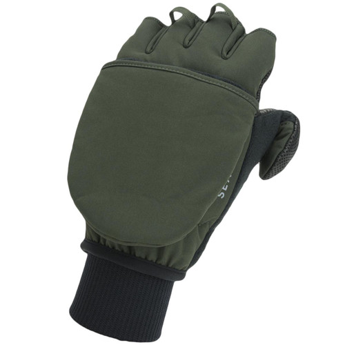 Olive Green/Black Sealskinz Windproof Cold Weather Convertible Mitts
