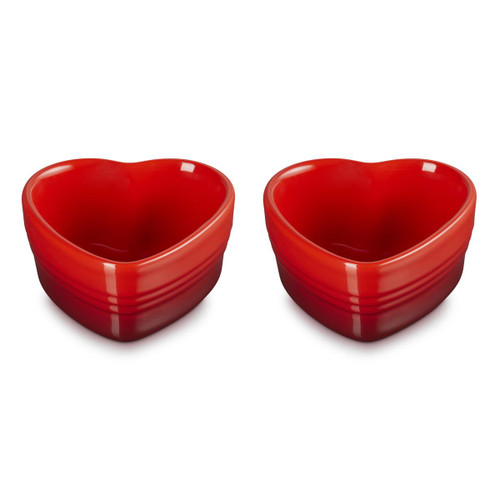 Le Creuset Stoneware Set Of 2 Heart Ramekins Cerise