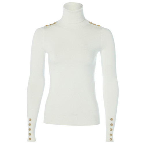 Cream Holland Cooper Womens Buttoned Knit Roll Neck