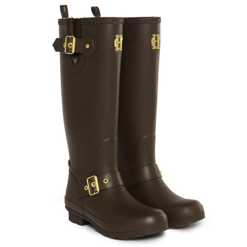 Chocolate Matte Gold Holland Cooper Womens Sherpa Lined Regency Wellington