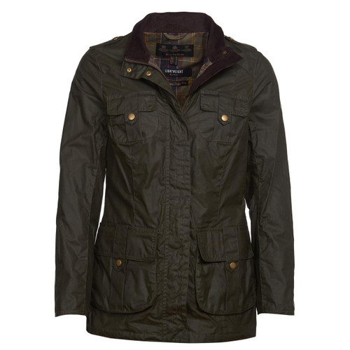 Archive Olive Barbour Womens Defence Lightweight Wax Jacket