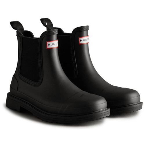 Black Hunter Mens Commando Chelsea Boots