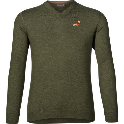 Classic Green Seeland Mens Woodcock V-Neck Pullover