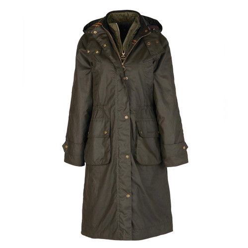 Olive/Classic Barbour Womens Long Cannich Wax Jacket
