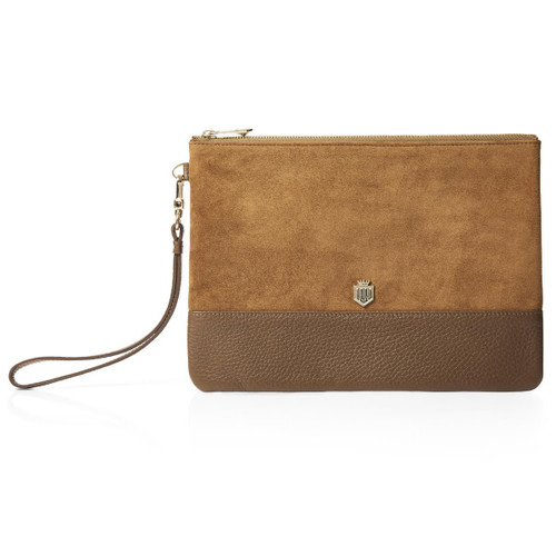 Tan Suede Fairfax & Favor Womens Highbury Clutch Bag