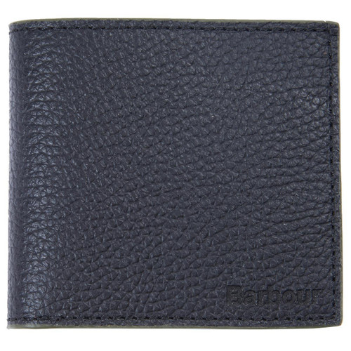 Black Barbour Mens Grain Leather Billfold Wallet