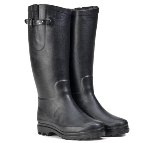 Noir Aigle Womens Aiglentine Fur II Wellington Boots
