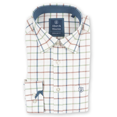  Albert and Maurice Mens Whitestone Brushed Check Shirt