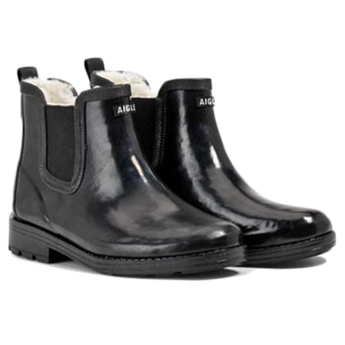 Noir Aigle Womens Carville Fur II Rubber Boots