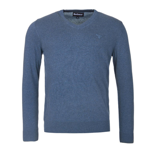 Dk Chambray Barbour Pima Cotton V-Neck Jumper