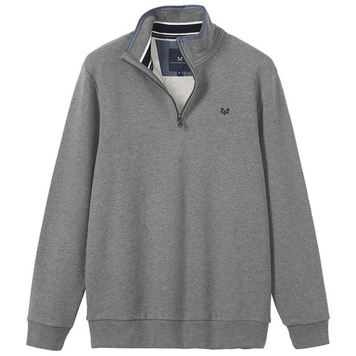 Grey Marl Crew Clothing Mens Half Zip Sweater