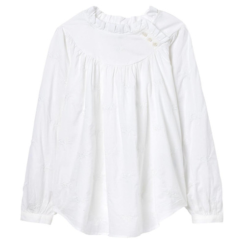 Chalk Embroidered Joules Womens Arietta Pop Over Voile Blouse