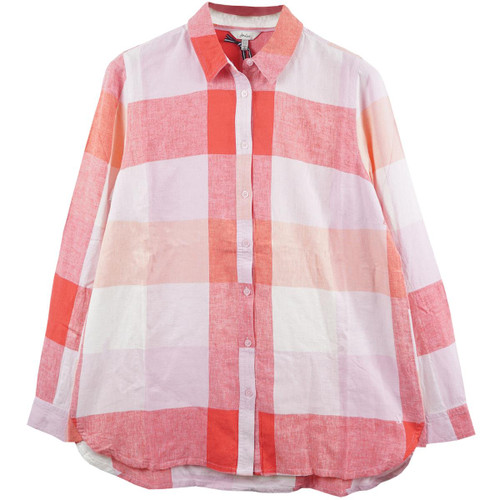Pink Check Joules Lorena Longline Woven Shirt