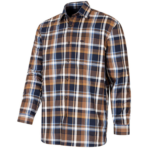 Navy/Brown Check Hoggs Of Fife Mens Arran Microfleece Lined Cotton Shirt
